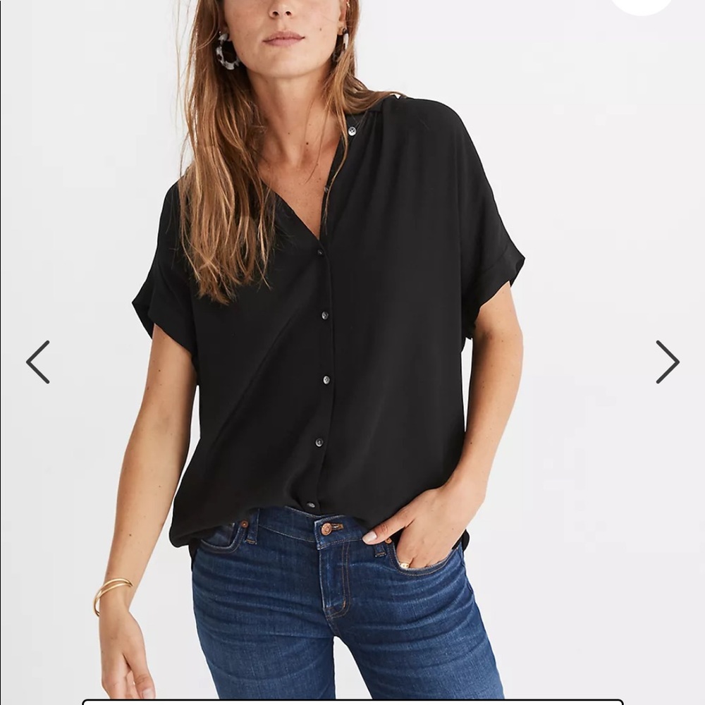 Madewell central drapey shirt in black